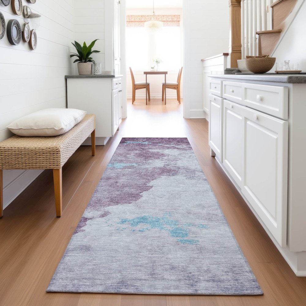 Machine Washable Indoor/Outdoor Chantille ACN2108 Lavender 2'3"x7'6" Runner Rug. Picture 5