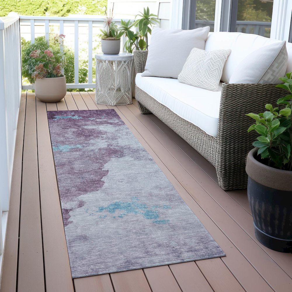 Machine Washable Indoor/Outdoor Chantille ACN2108 Lavender 2'3"x7'6" Runner Rug. Picture 6