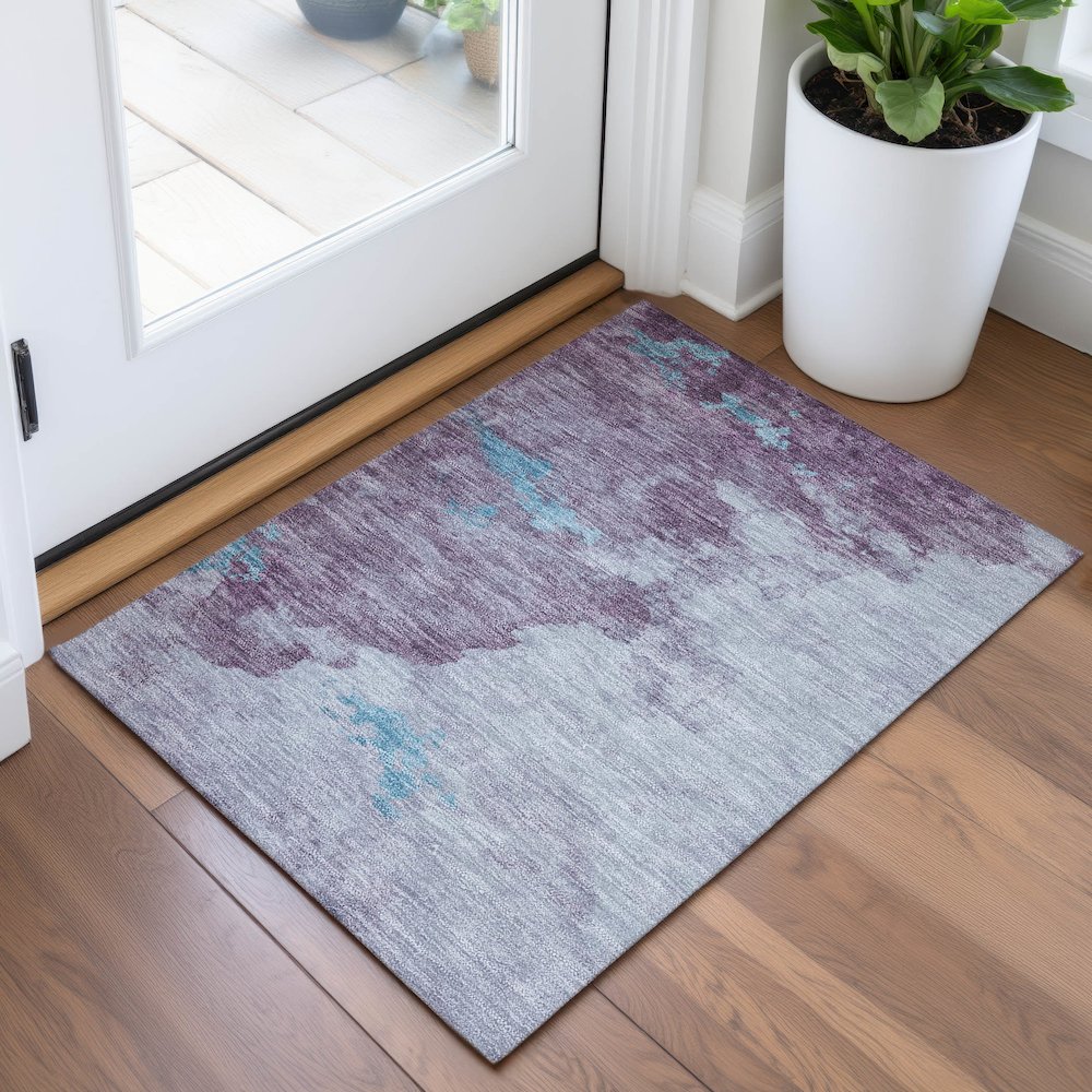 Machine Washable Indoor/Outdoor Chantille ACN2108 Lavender 1'8" x 2'6" Rug. Picture 5