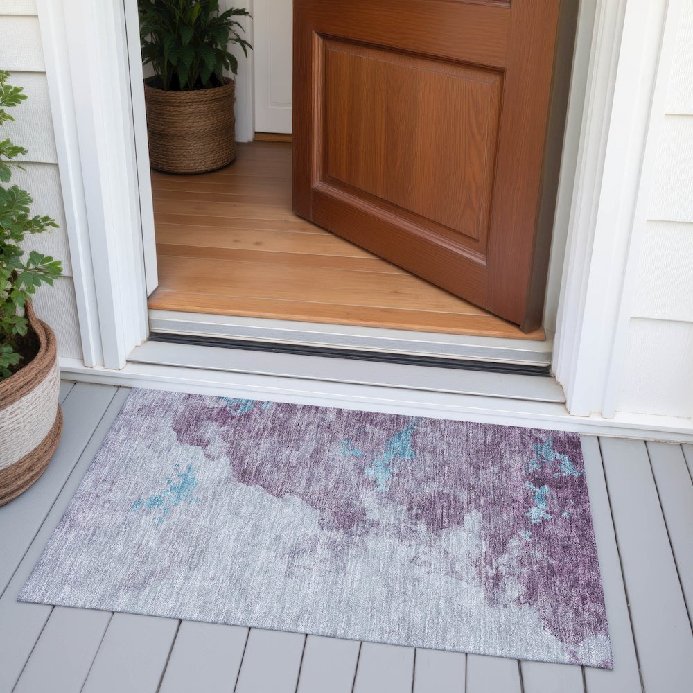 Machine Washable Indoor/Outdoor Chantille ACN2108 Lavender 1'8" x 2'6" Rug. Picture 6
