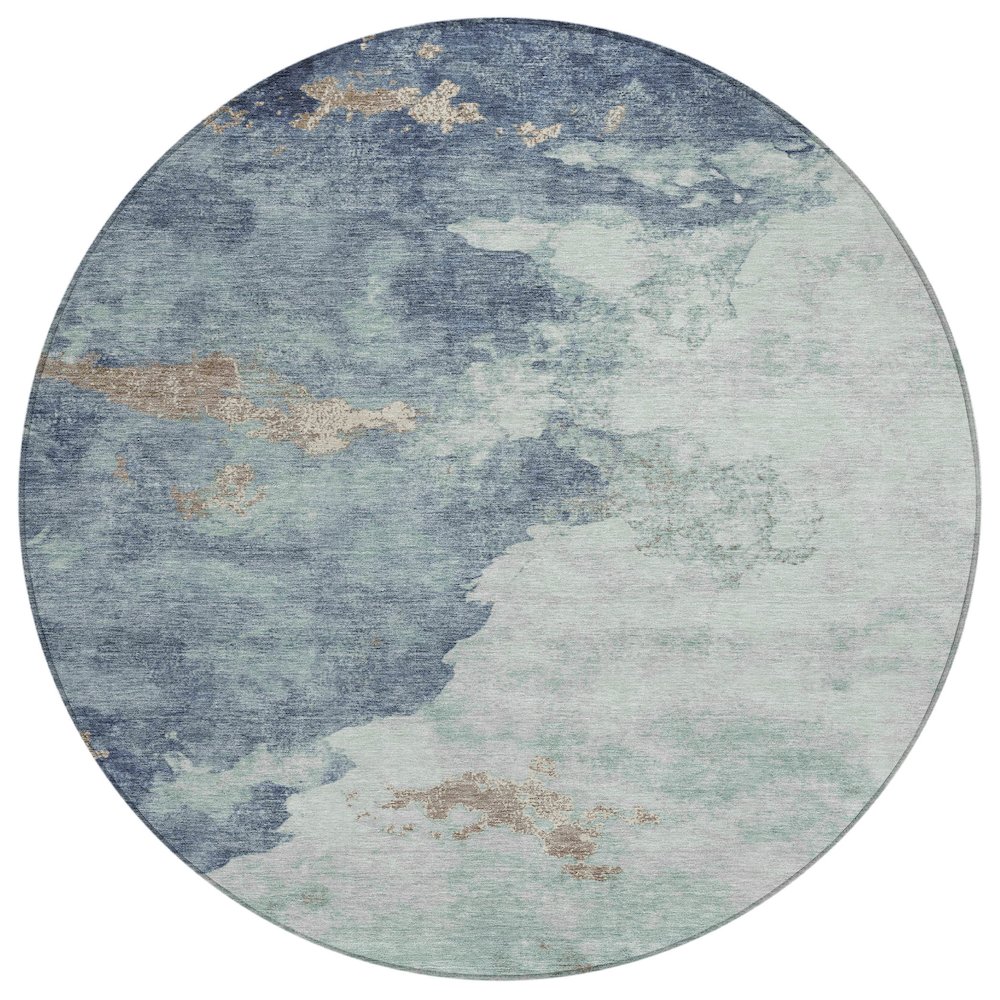 Machine Washable Indoor/Outdoor Chantille ACN2108 Seafoam 8' x 8' Round Rug. Picture 1