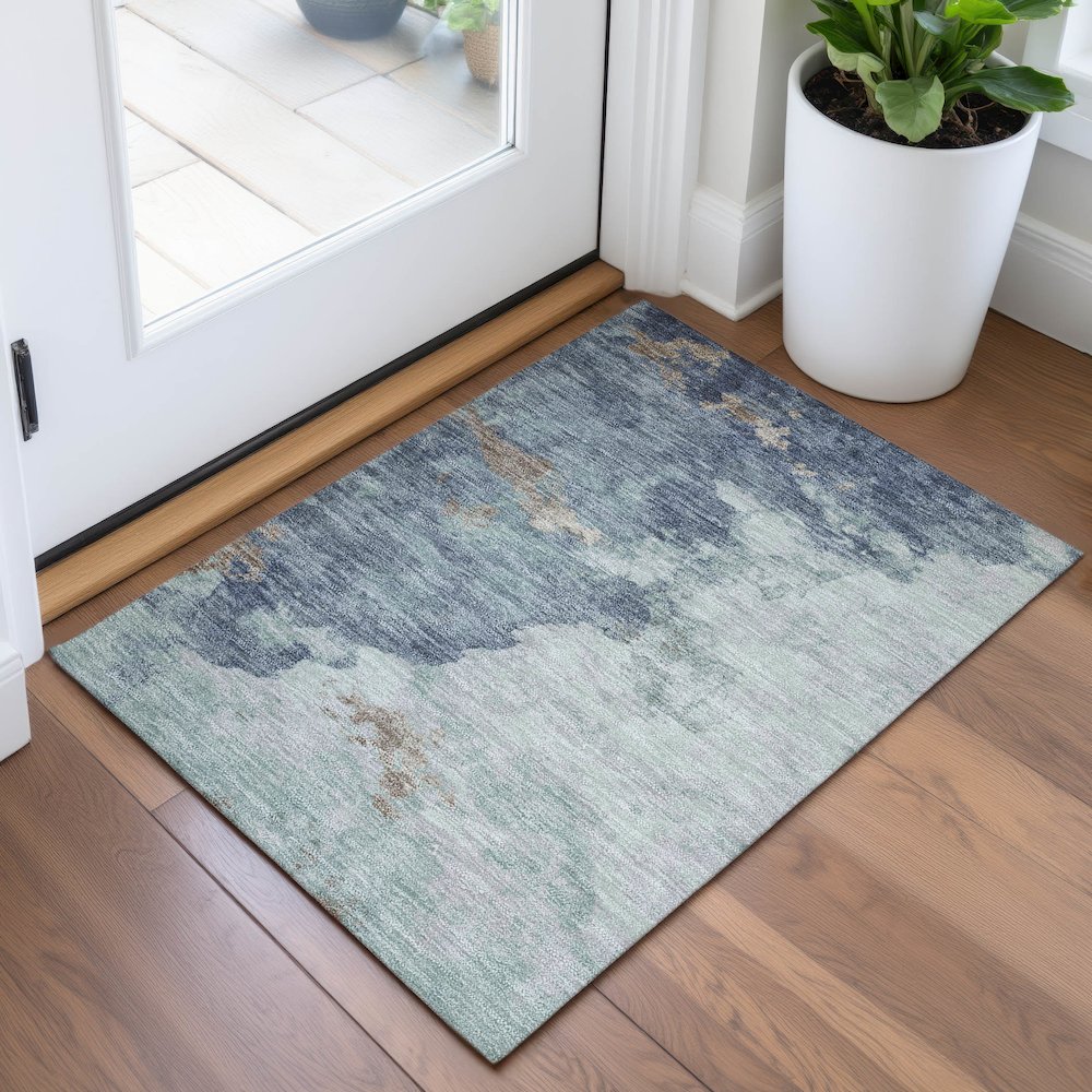 Machine Washable Indoor/Outdoor Chantille ACN2108 Seafoam 1'8" x 2'6" Rug. Picture 5
