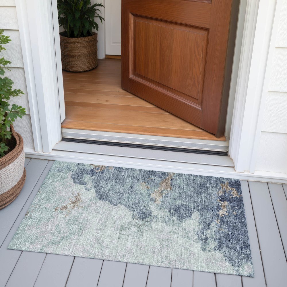 Machine Washable Indoor/Outdoor Chantille ACN2108 Seafoam 1'8" x 2'6" Rug. Picture 6