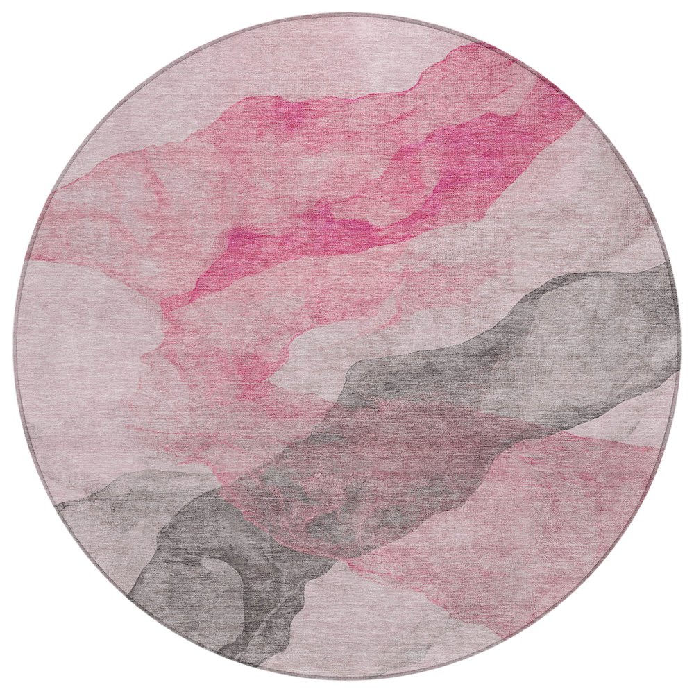 Machine Washable Indoor/Outdoor Chantille ACN2109 Blush 8' x 8' Round Rug. Picture 1