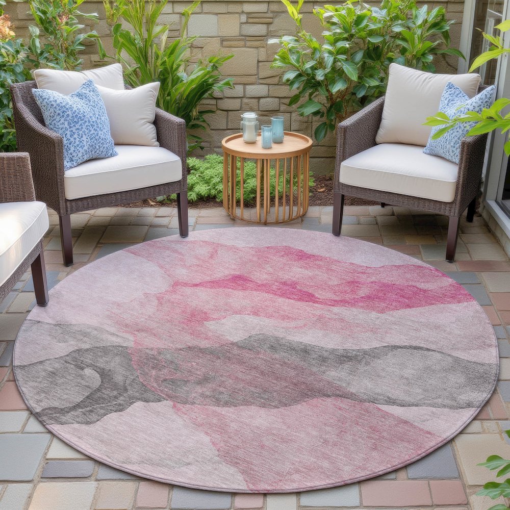 Machine Washable Indoor/Outdoor Chantille ACN2109 Blush 8' x 8' Round Rug. Picture 6
