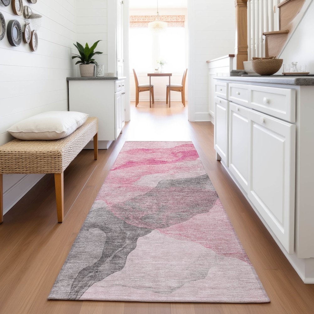 Machine Washable Indoor/Outdoor Chantille ACN2109 Blush 2'3" x 7'6" Runner Rug. Picture 5