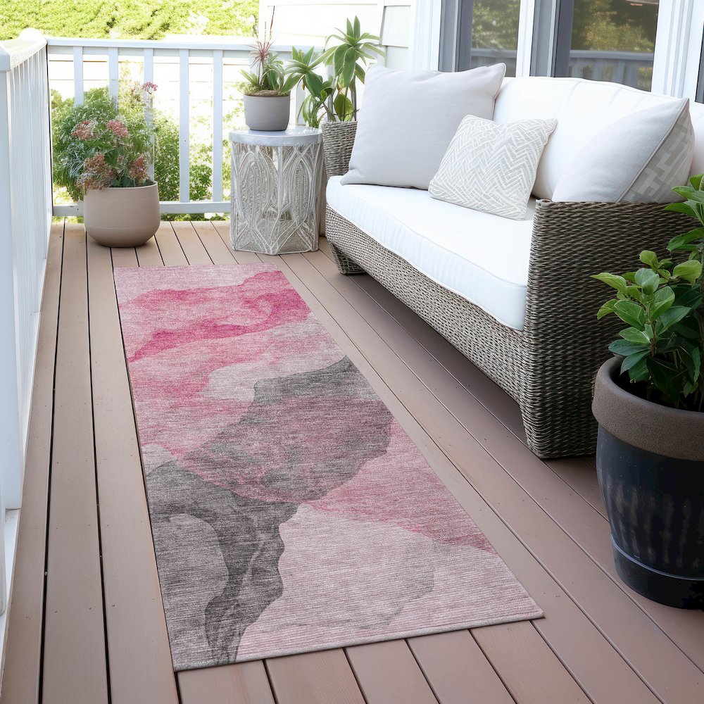 Machine Washable Indoor/Outdoor Chantille ACN2109 Blush 2'3" x 7'6" Runner Rug. Picture 6