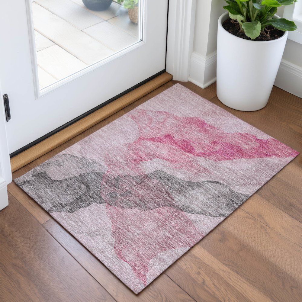 Machine Washable Indoor/Outdoor Chantille ACN2109 Blush 1'8" x 2'6" Rug. Picture 5