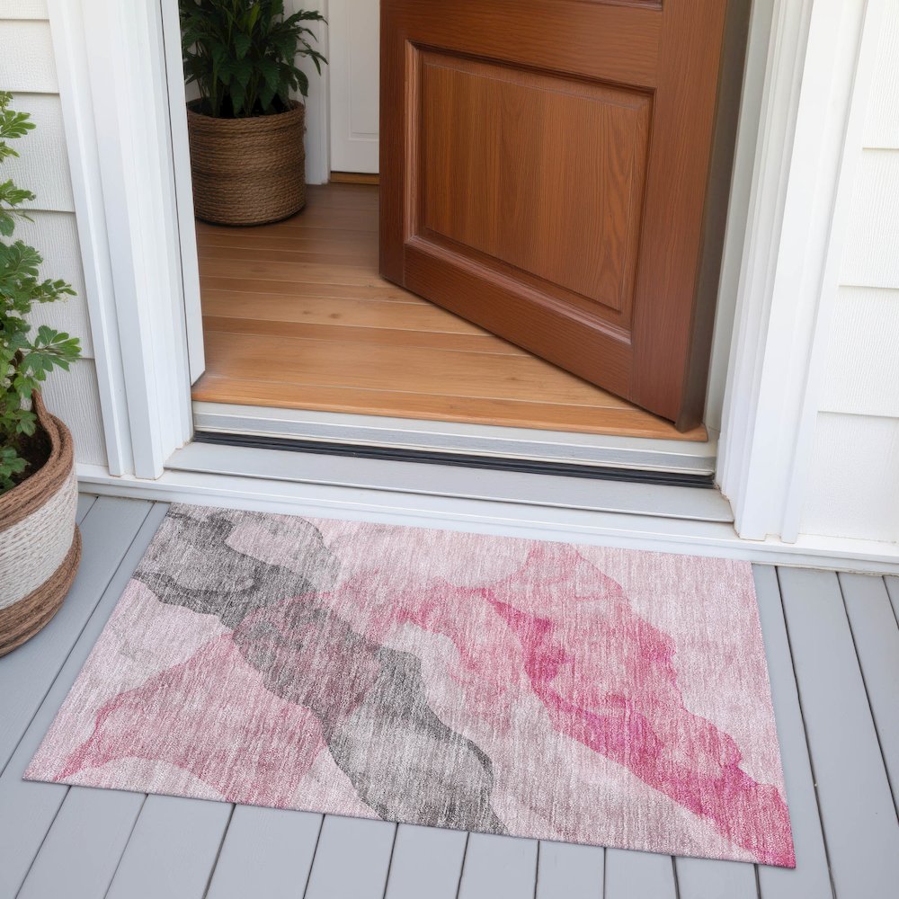 Machine Washable Indoor/Outdoor Chantille ACN2109 Blush 1'8" x 2'6" Rug. Picture 6