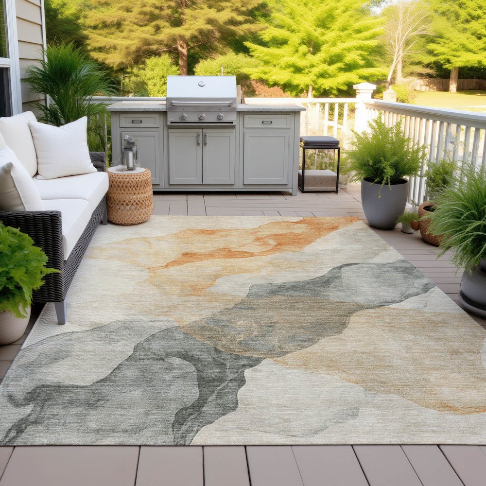 Machine Washable Indoor/Outdoor Chantille ACN2109 Orange 2'6" x 3'10" Rug. Picture 7
