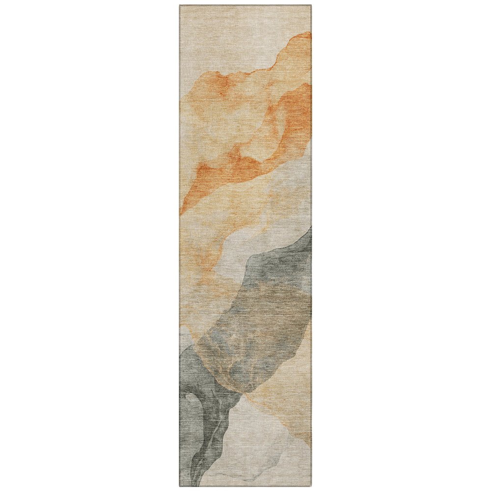 Machine Washable Indoor/Outdoor Chantille ACN2109 Orange 2'3" x 7'6" Runner Rug. Picture 1