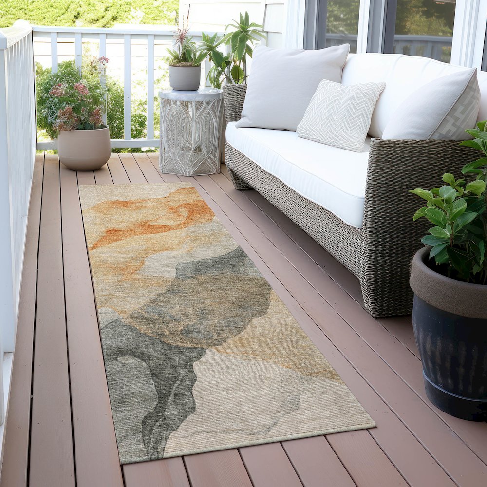 Machine Washable Indoor/Outdoor Chantille ACN2109 Orange 2'3" x 7'6" Runner Rug. Picture 6