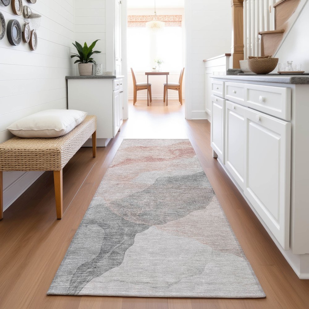 Machine Washable Indoor/Outdoor Chantille ACN2109 Salmon 2'3" x 7'6" Runner Rug. Picture 5