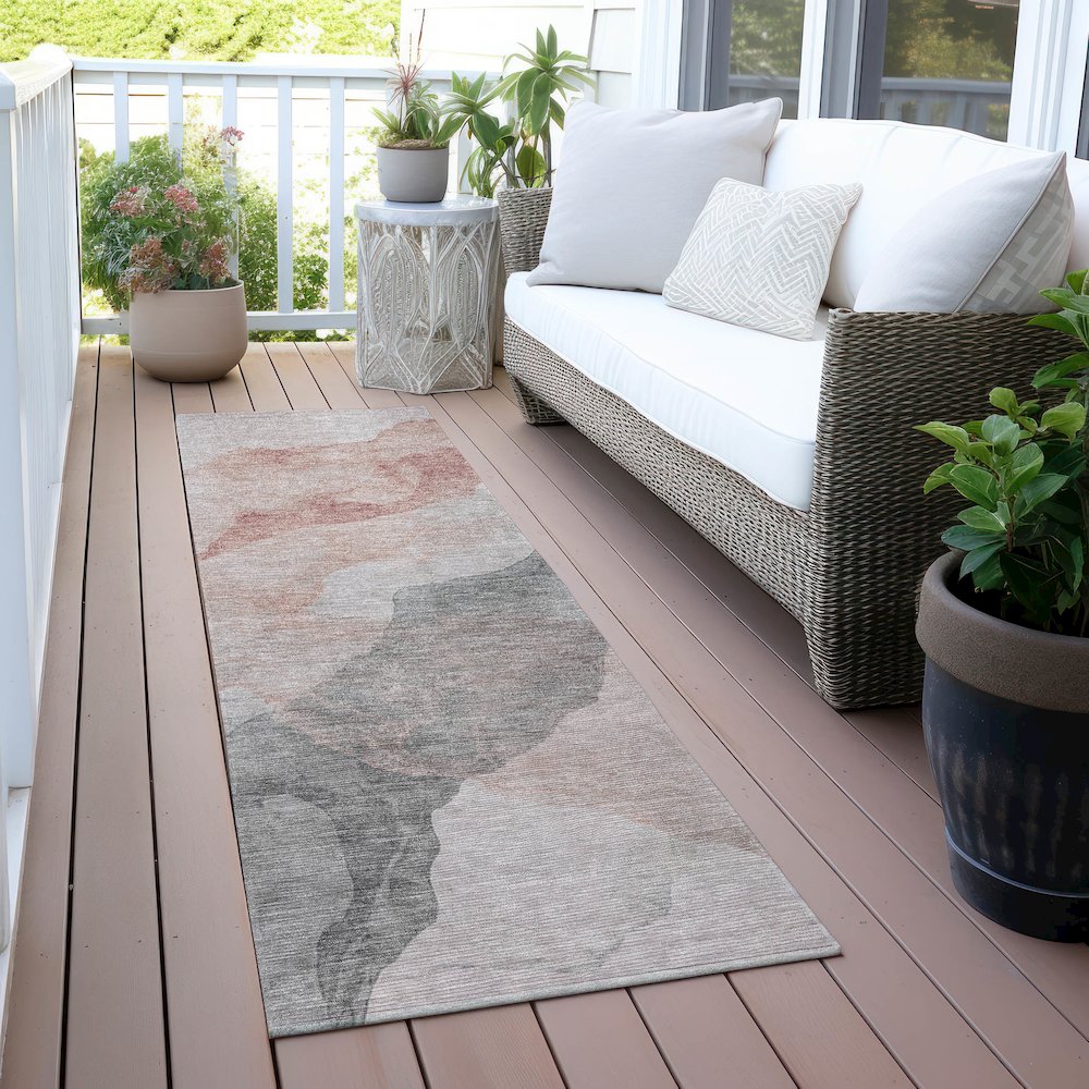 Machine Washable Indoor/Outdoor Chantille ACN2109 Salmon 2'3" x 7'6" Runner Rug. Picture 6