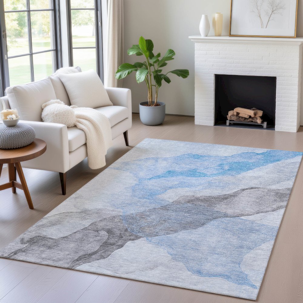 Machine Washable Indoor/Outdoor Chantille ACN2109 Sky 2'6" x 3'10" Rug. Picture 5