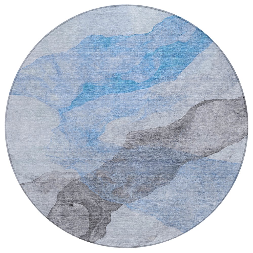 Machine Washable Indoor/Outdoor Chantille ACN2109 Sky 8' x 8' Round Rug. Picture 1
