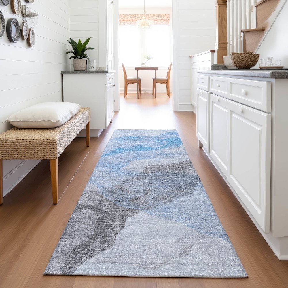 Machine Washable Indoor/Outdoor Chantille ACN2109 Sky 2'3" x 7'6" Runner Rug. Picture 5