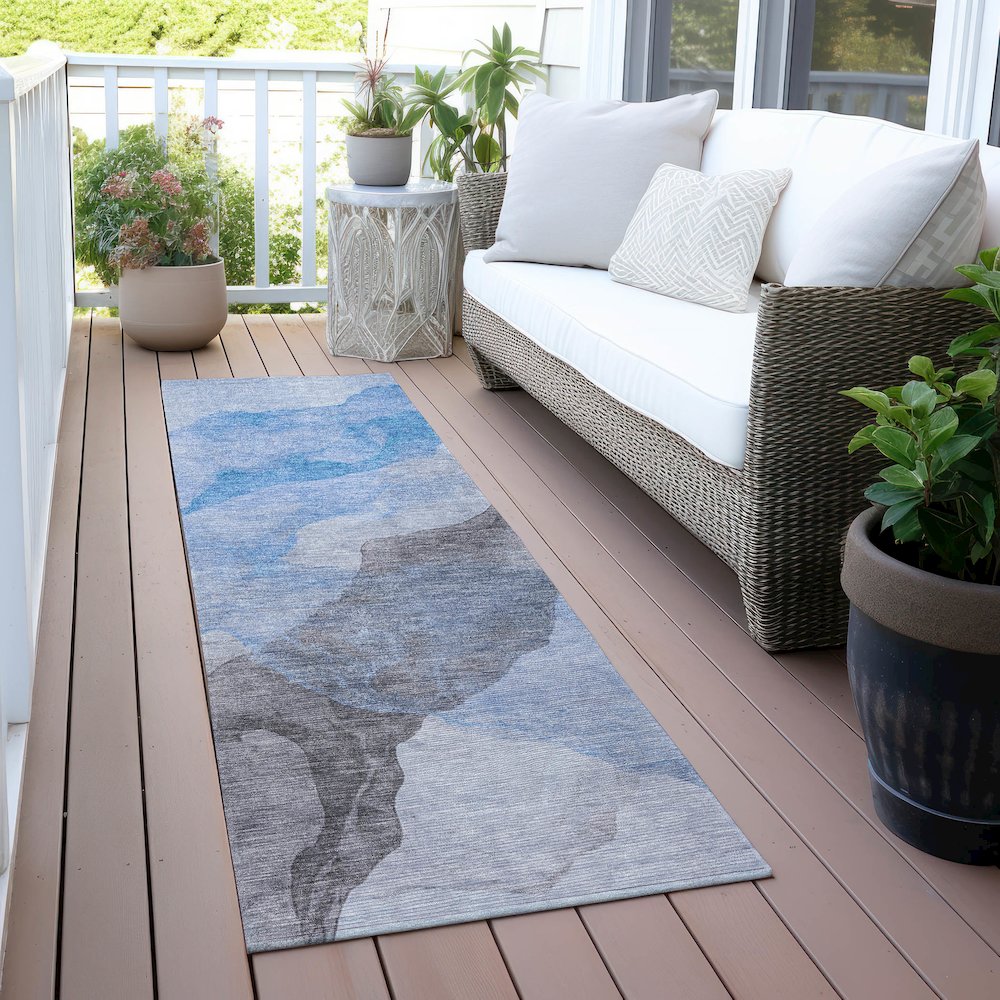 Machine Washable Indoor/Outdoor Chantille ACN2109 Sky 2'3" x 7'6" Runner Rug. Picture 6