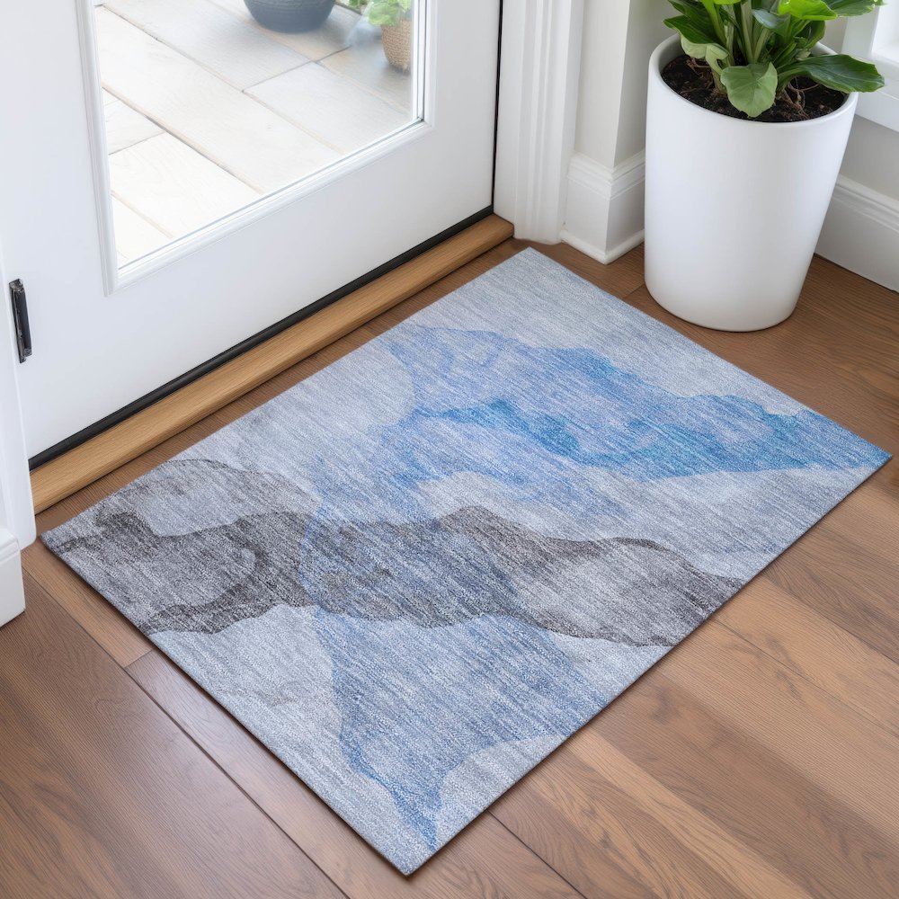 Machine Washable Indoor/Outdoor Chantille ACN2109 Sky 1'8" x 2'6" Rug. Picture 5