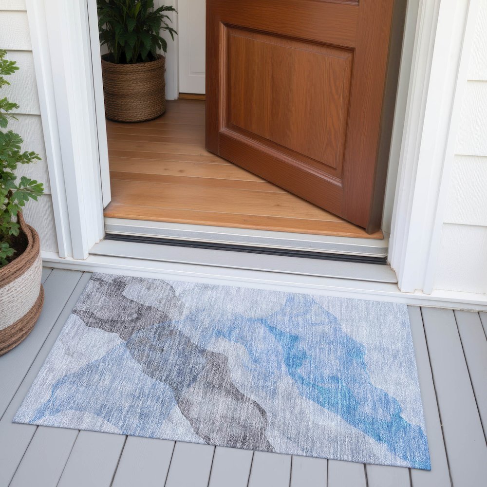 Machine Washable Indoor/Outdoor Chantille ACN2109 Sky 1'8" x 2'6" Rug. Picture 6