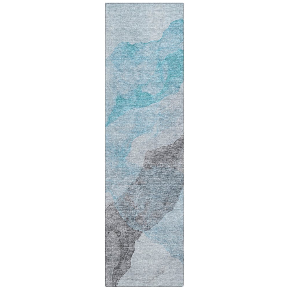 Machine Washable Indoor/Outdoor Chantille ACN2109 Teal 2'3" x 7'6" Runner Rug. Picture 1