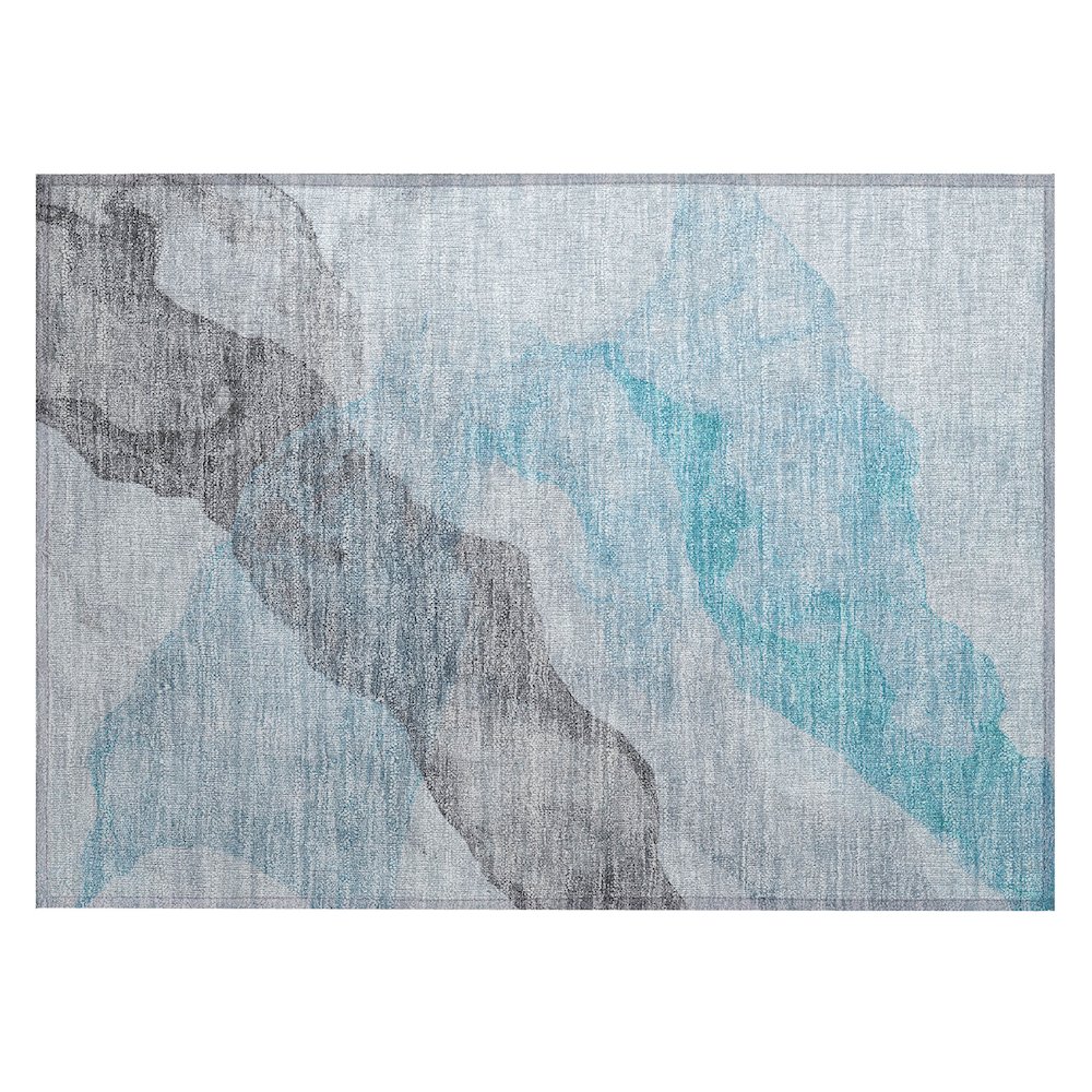 Machine Washable Indoor/Outdoor Chantille ACN2109 Teal 1'8" x 2'6" Rug. Picture 1