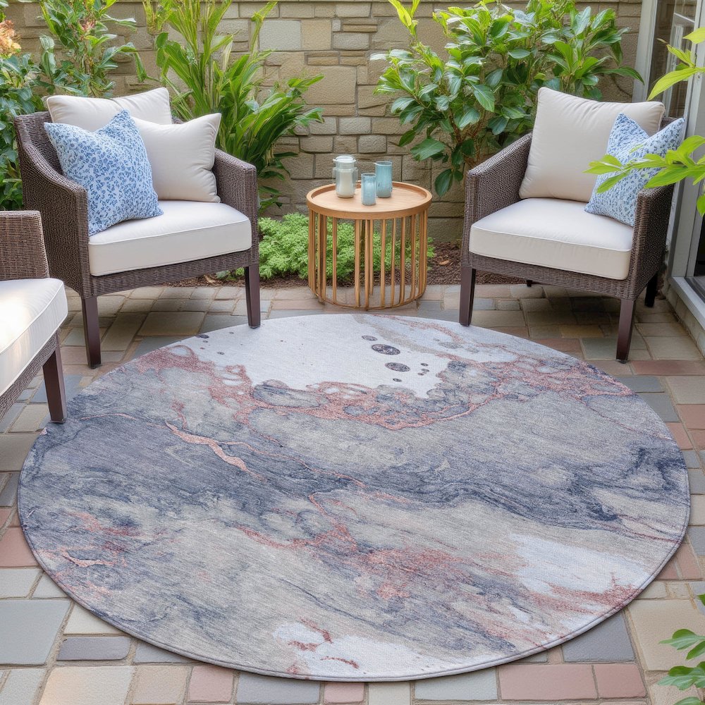 Machine Washable Indoor/Outdoor Chantille ACN2110 Blush 8' x 8' Round Rug. Picture 6