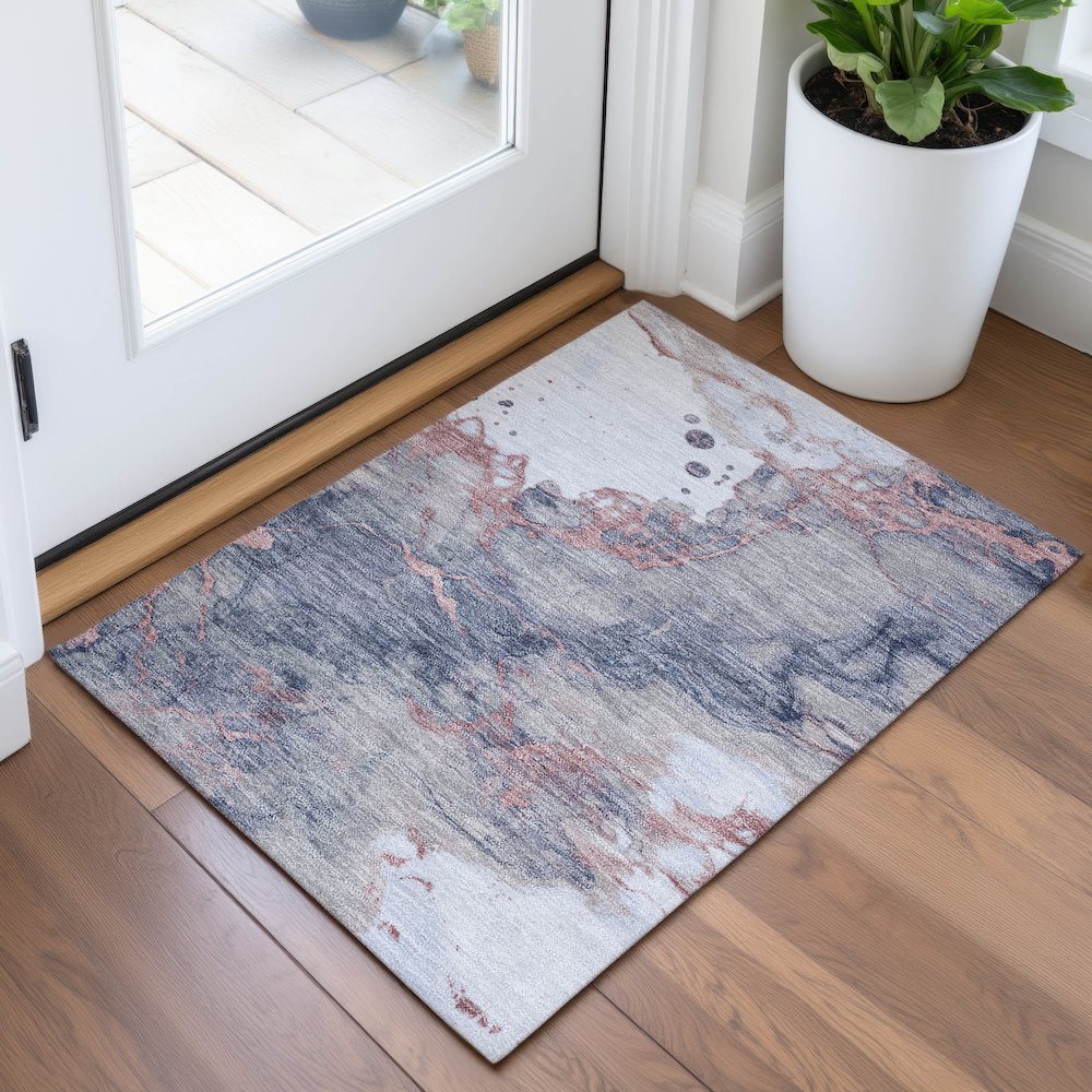 Machine Washable Indoor/Outdoor Chantille ACN2110 Blush 1'8" x 2'6" Rug. Picture 5