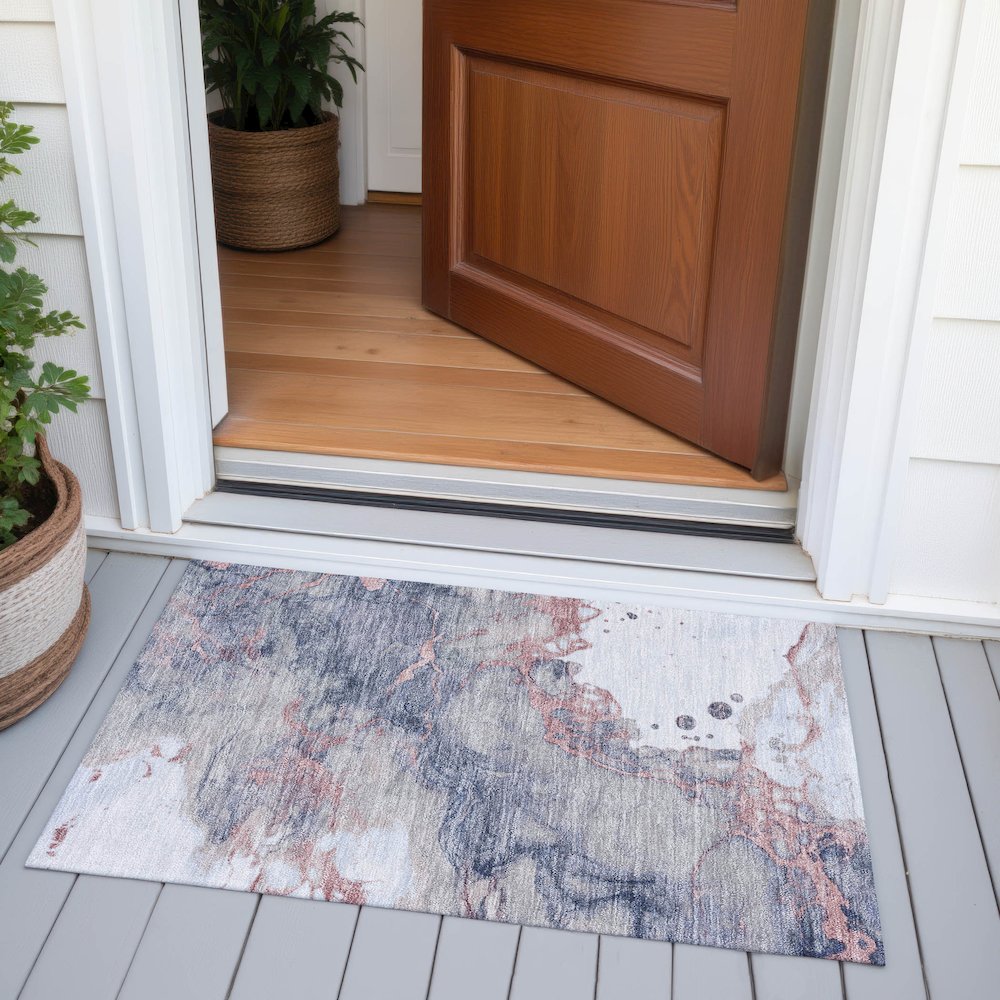 Machine Washable Indoor/Outdoor Chantille ACN2110 Blush 1'8" x 2'6" Rug. Picture 6