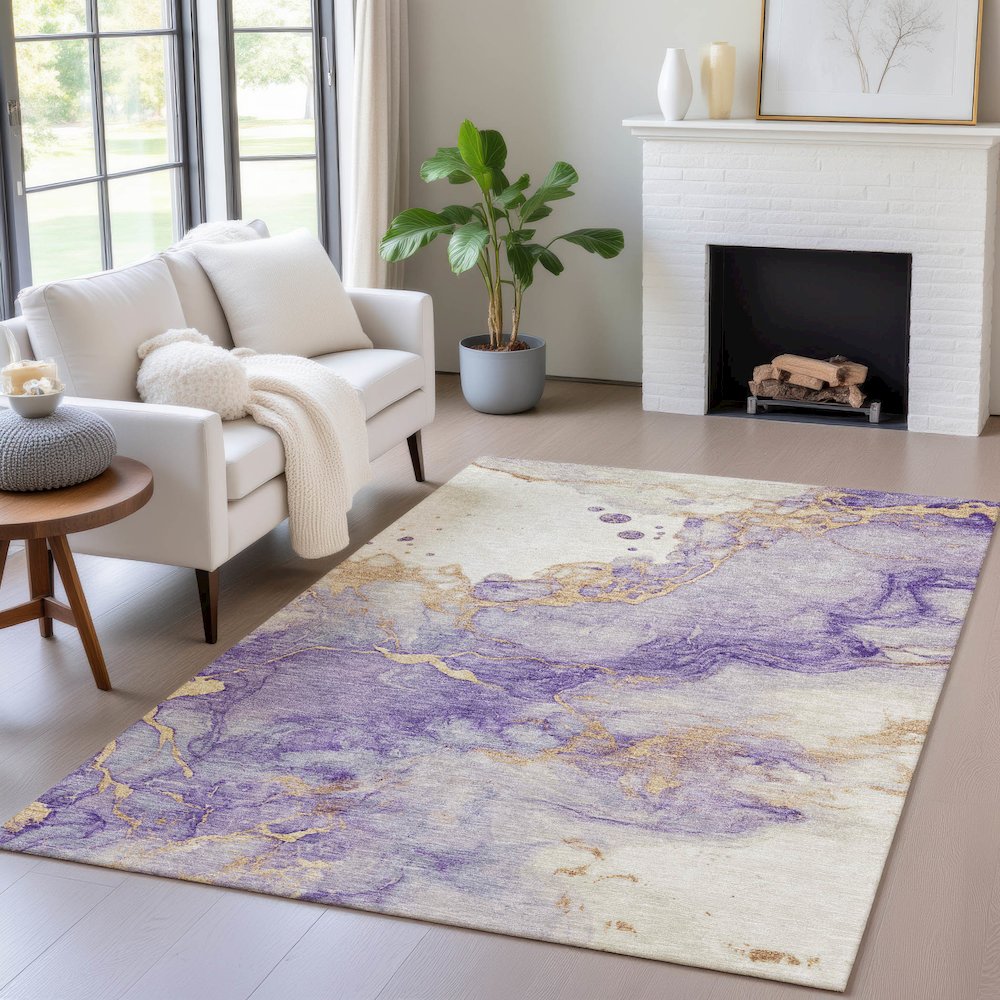 Machine Washable Indoor/Outdoor Chantille ACN2110 Purple 2'6" x 3'10" Rug. Picture 5