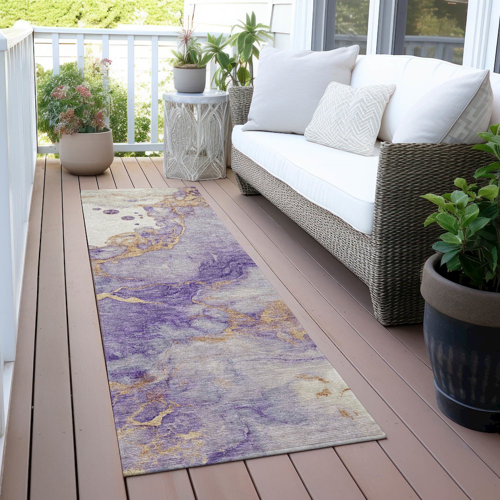 Machine Washable Indoor/Outdoor Chantille ACN2110 Purple 2'3" x 7'6" Runner Rug. Picture 6