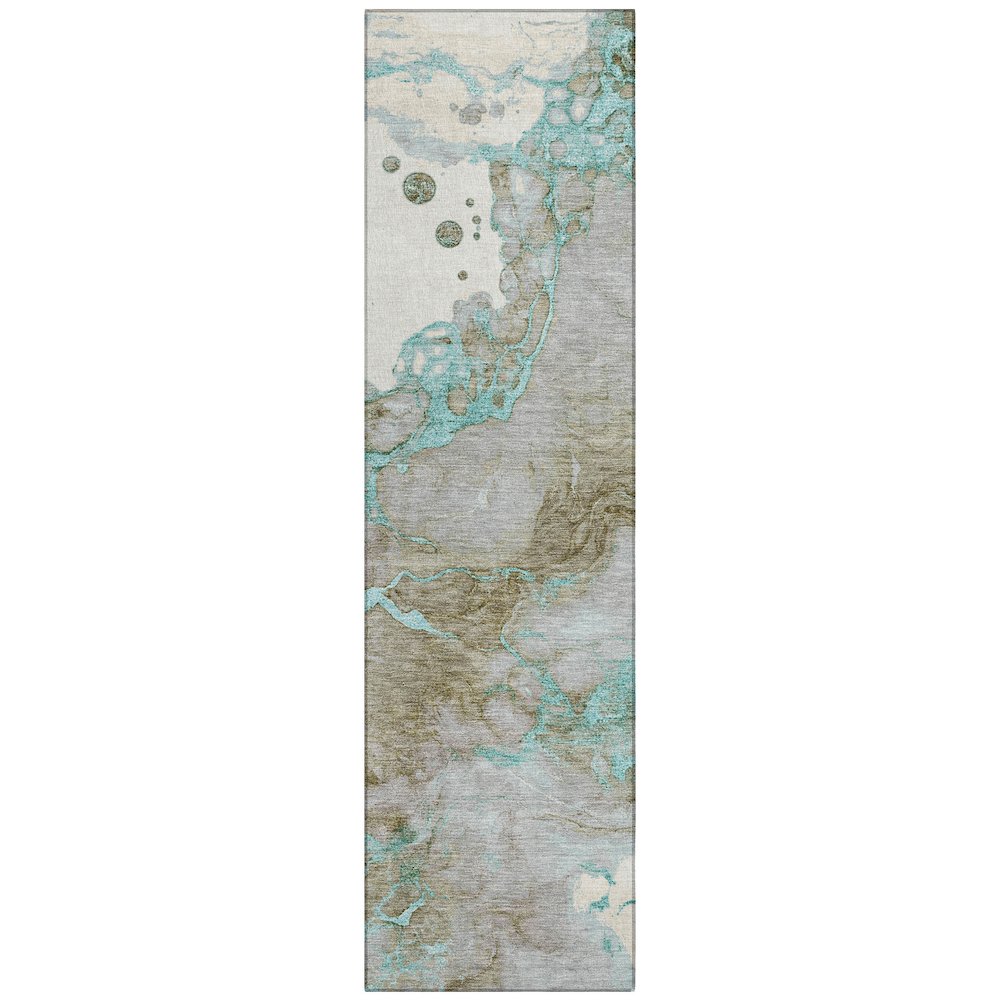 Machine Washable Indoor/Outdoor Chantille ACN2110 Teal 2'3" x 7'6" Runner Rug. Picture 1