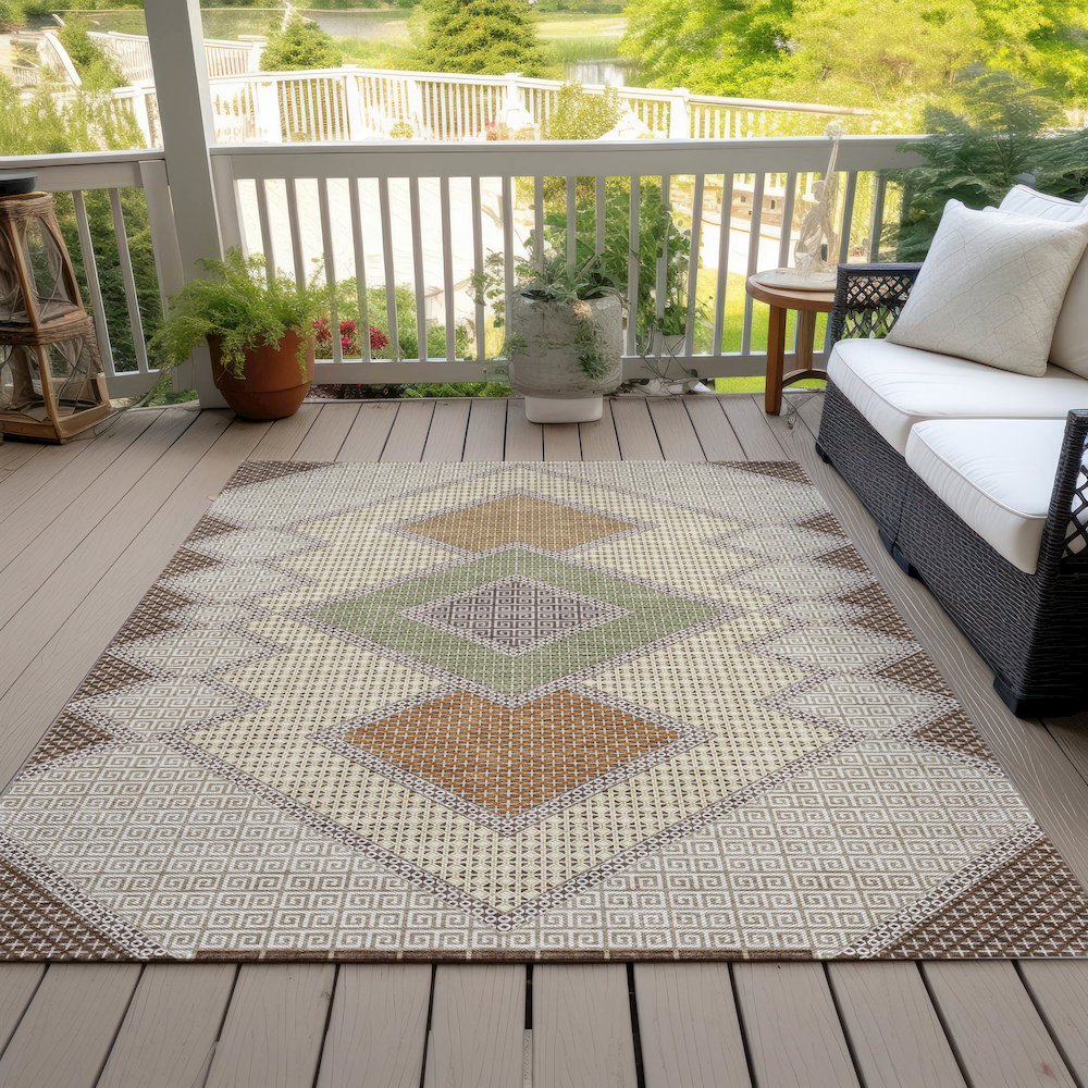 Machine Washable Indoor/Outdoor Chantille ACN2111 Brown 2'6" x 3'10" Rug. Picture 8