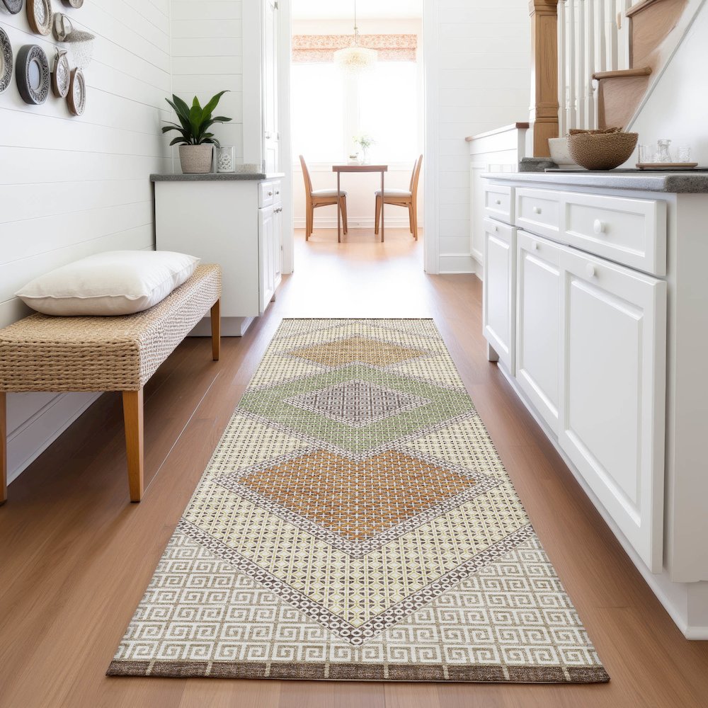 Machine Washable Indoor/Outdoor Chantille ACN2111 Brown 2'3" x 7'6" Runner Rug. Picture 5