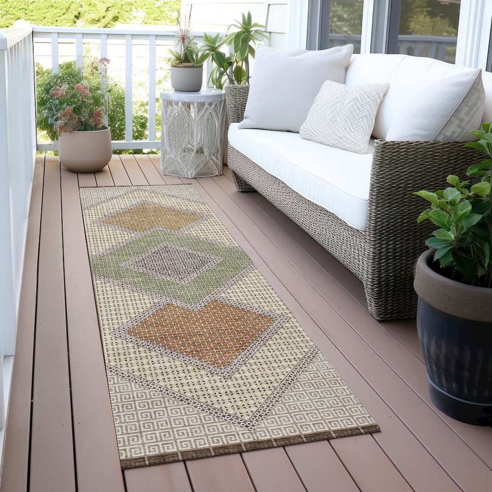 Machine Washable Indoor/Outdoor Chantille ACN2111 Brown 2'3" x 7'6" Runner Rug. Picture 6
