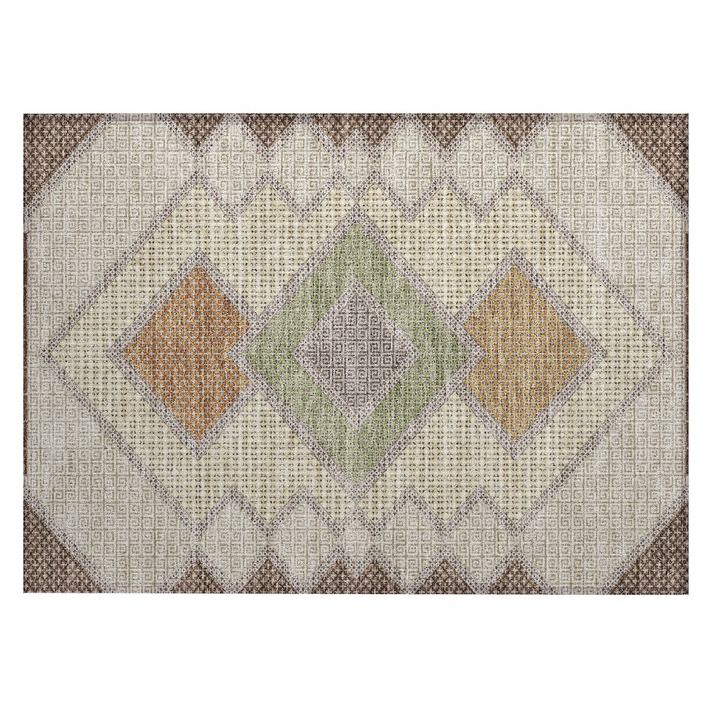 Machine Washable Indoor/Outdoor Chantille ACN2111 Brown 1'8" x 2'6" Rug. Picture 1