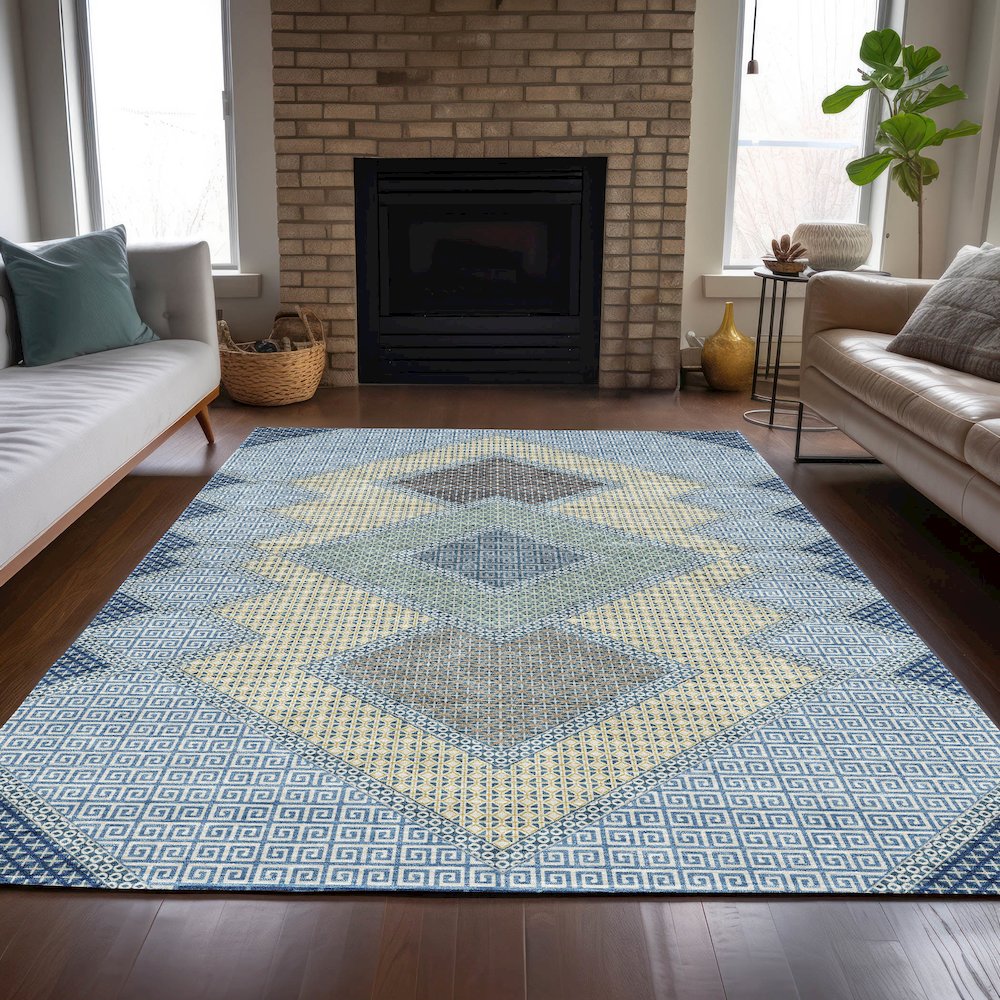 Machine Washable Indoor/Outdoor Chantille ACN2111 Denim 2'6" x 3'10" Rug. Picture 6