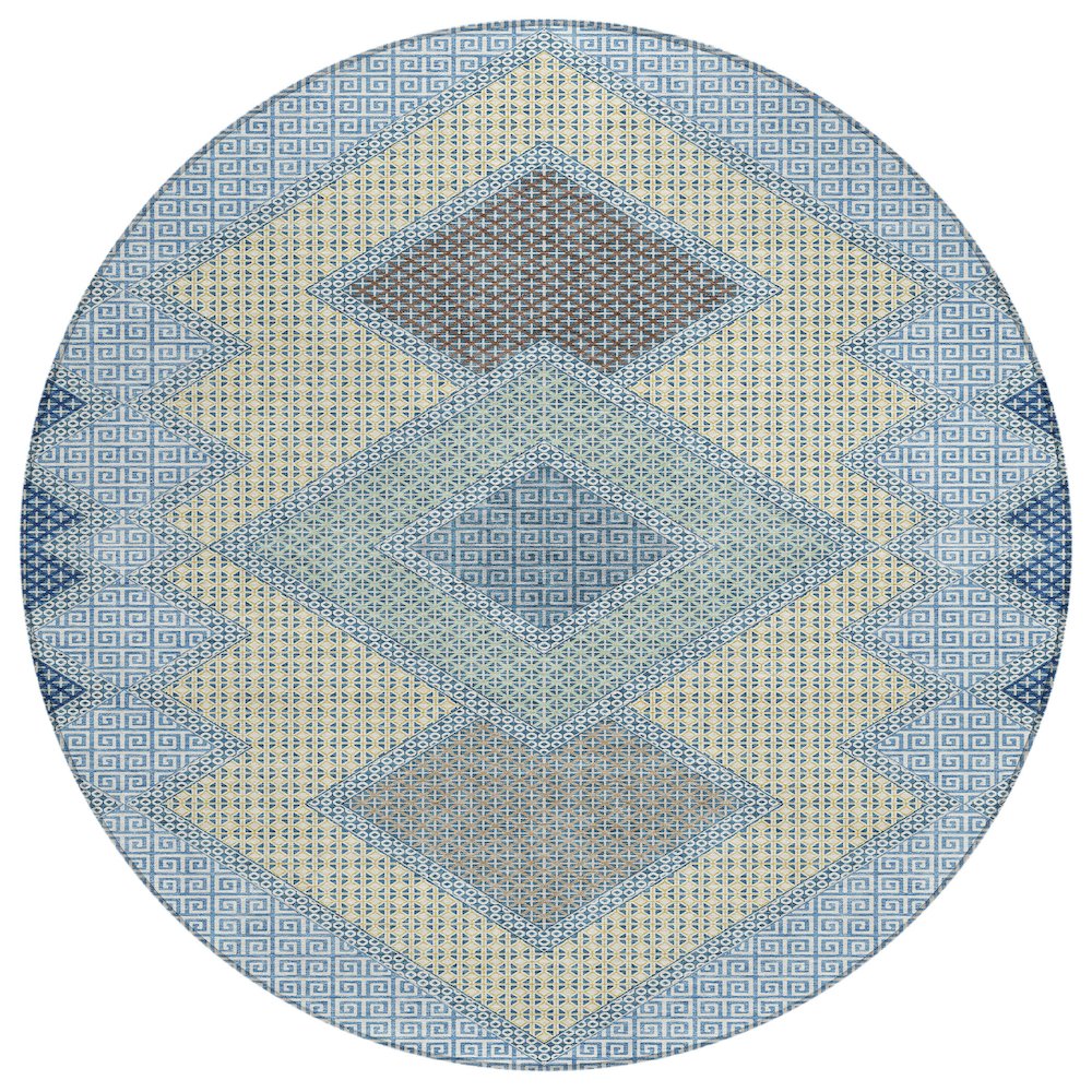 Machine Washable Indoor/Outdoor Chantille ACN2111 Denim 8' x 8' Round Rug. Picture 1