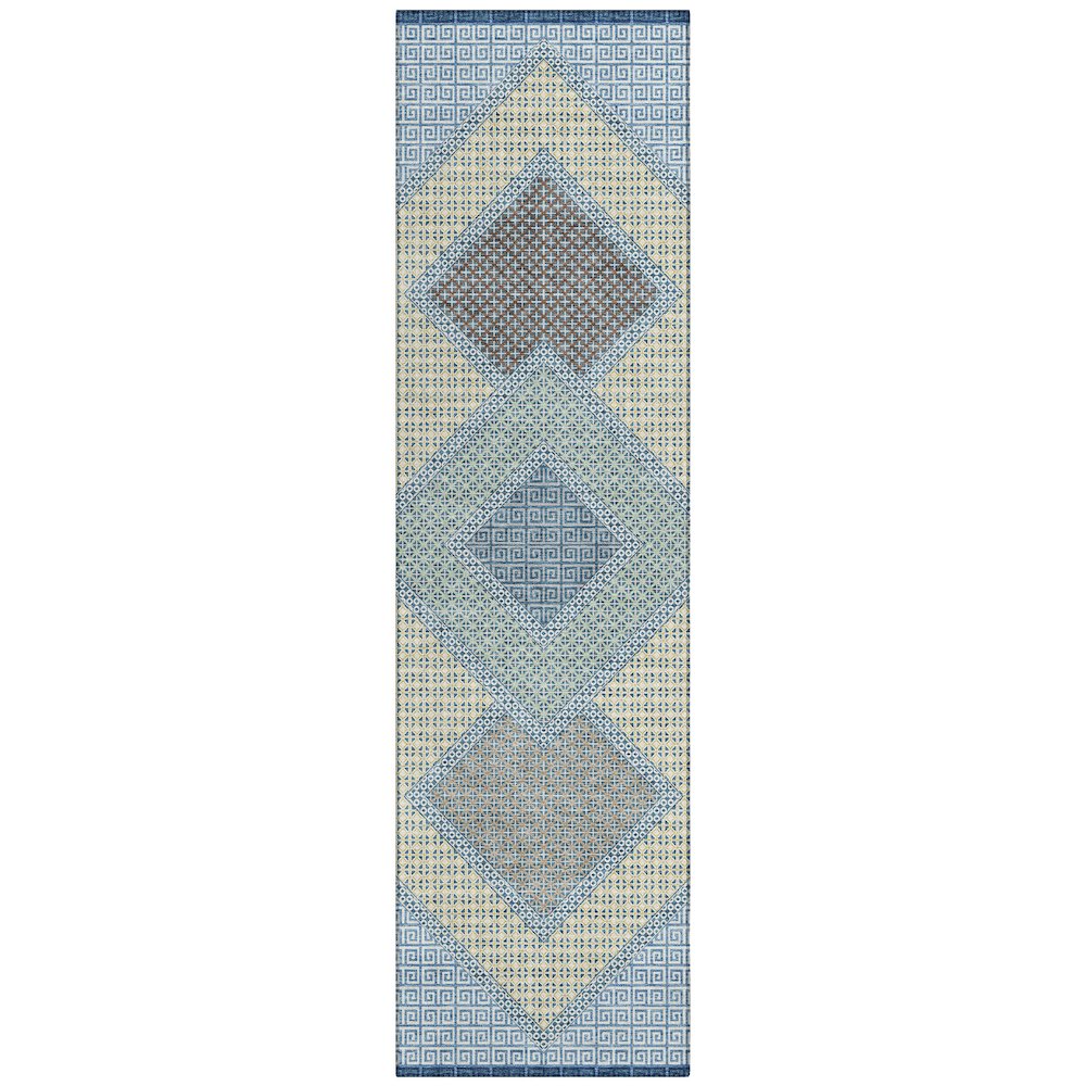 Machine Washable Indoor/Outdoor Chantille ACN2111 Denim 2'3" x 7'6" Runner Rug. Picture 1