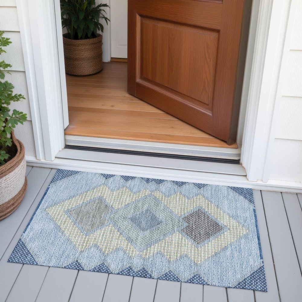 Machine Washable Indoor/Outdoor Chantille ACN2111 Denim 1'8" x 2'6" Rug. Picture 6