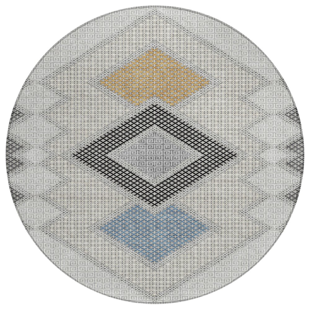 Machine Washable Indoor/Outdoor Chantille ACN2111 Gray 8' x 8' Round Rug. Picture 1