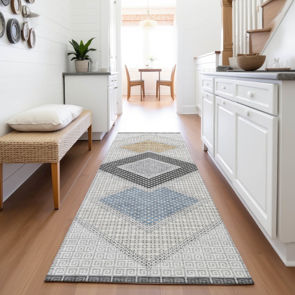 Machine Washable Indoor/Outdoor Chantille ACN2111 Gray 2'3" x 7'6" Runner Rug. Picture 5