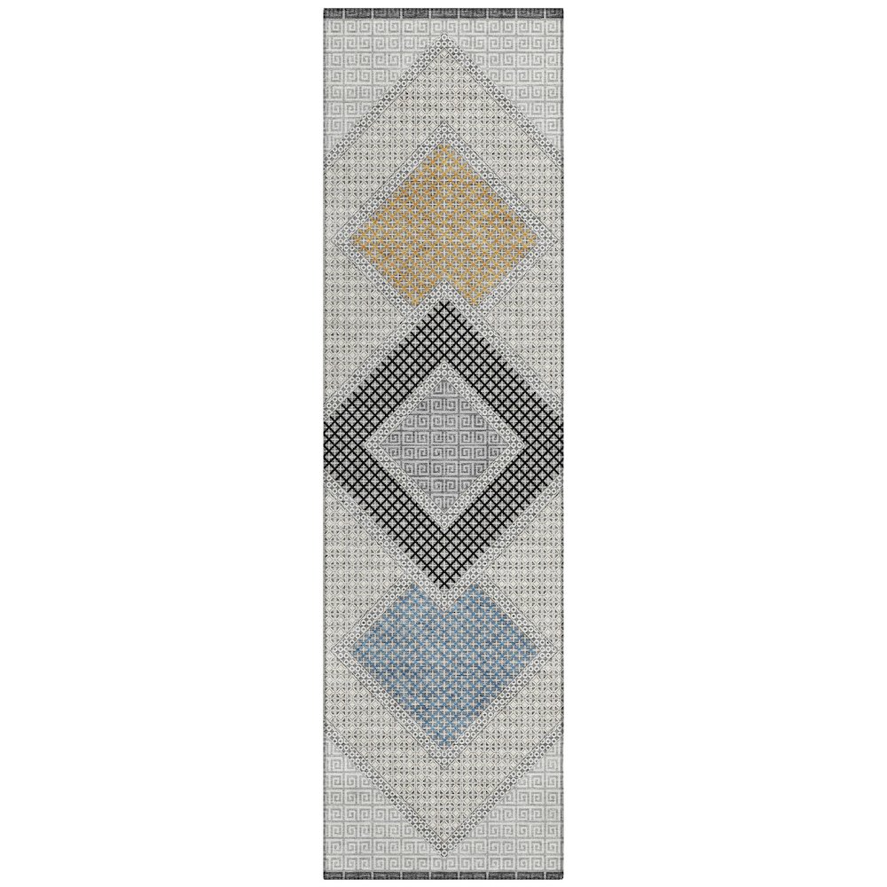 Machine Washable Indoor/Outdoor Chantille ACN2111 Gray 2'3" x 7'6" Runner Rug. Picture 1