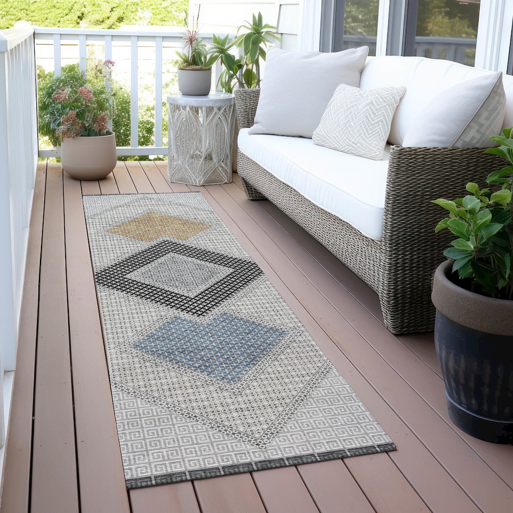 Machine Washable Indoor/Outdoor Chantille ACN2111 Gray 2'3" x 7'6" Runner Rug. Picture 6