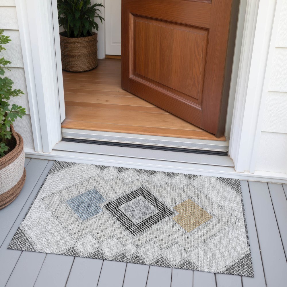 Machine Washable Indoor/Outdoor Chantille ACN2111 Gray 1'8" x 2'6" Rug. Picture 6