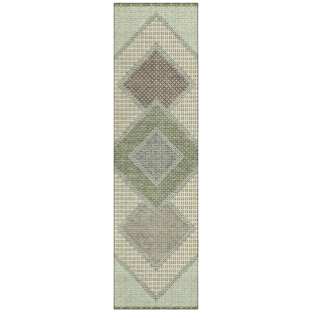 Machine Washable Indoor/Outdoor Chantille ACN2111 Green 2'3" x 7'6" Runner Rug. Picture 1