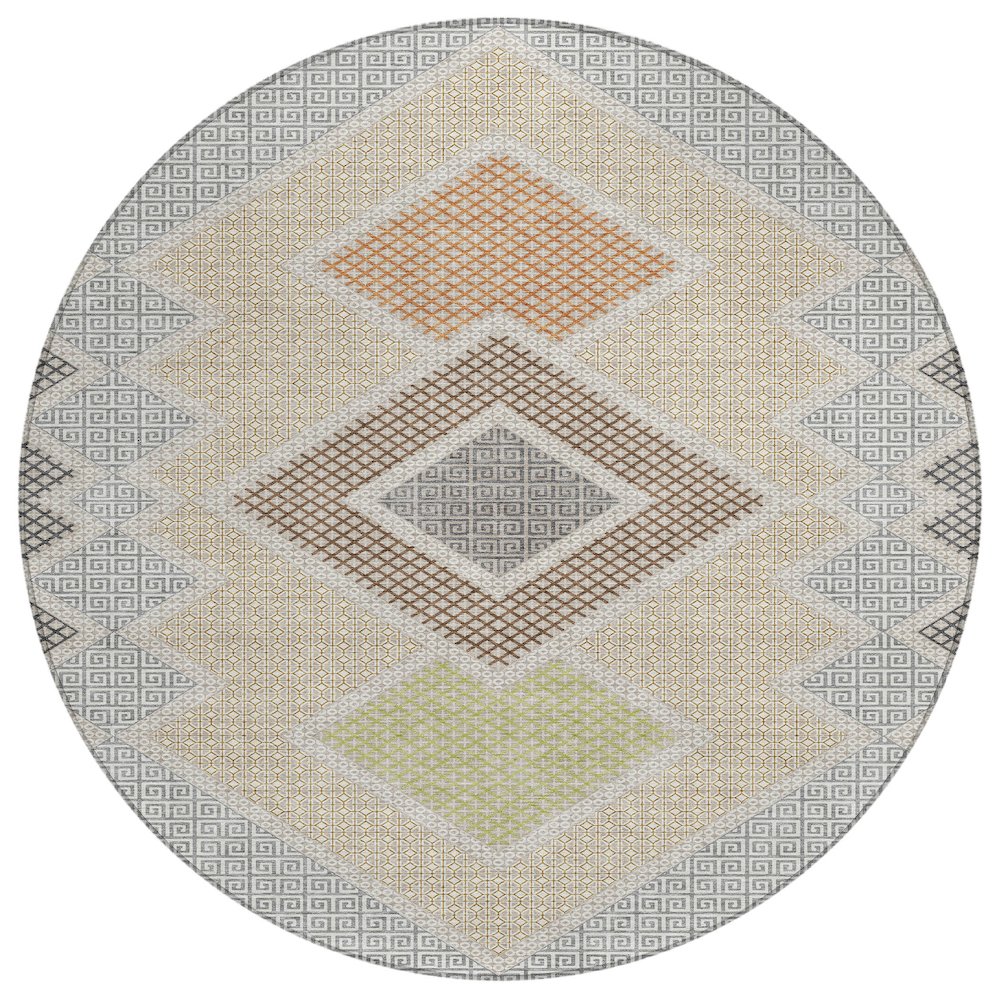Machine Washable Indoor/Outdoor Chantille ACN2111 Pewter 8' x 8' Round Rug. Picture 1