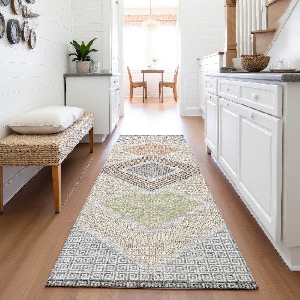 Machine Washable Indoor/Outdoor Chantille ACN2111 Pewter 2'3" x 7'6" Runner Rug. Picture 5
