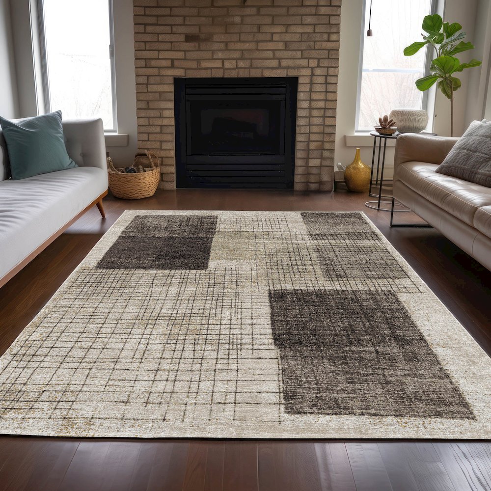 Machine Washable Indoor/Outdoor Chantille ACN2112 Brown 2'6" x 3'10" Rug. Picture 6