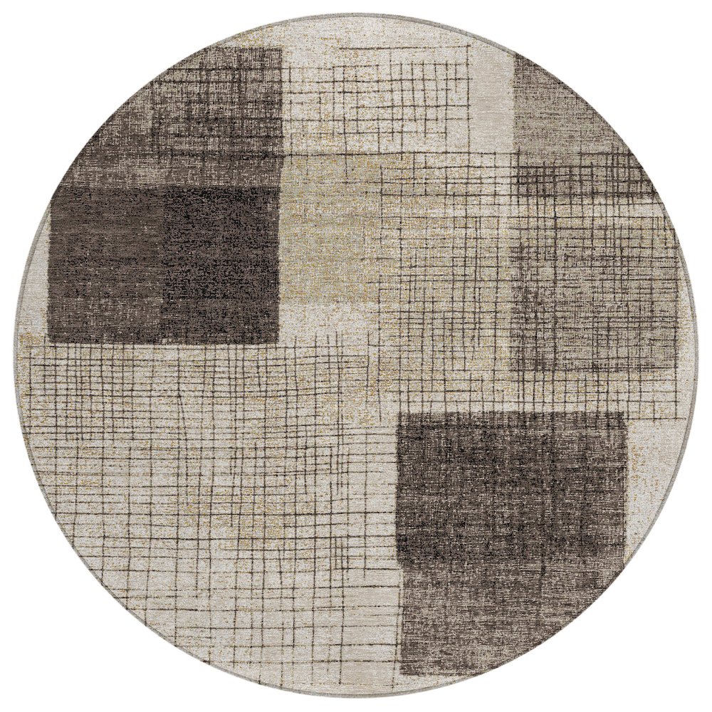 Machine Washable Indoor/Outdoor Chantille ACN2112 Brown 8' x 8' Round Rug. Picture 1